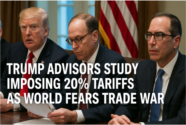 Trump Advisors Study Imposing 20% Tariffs as World Fears Trade War